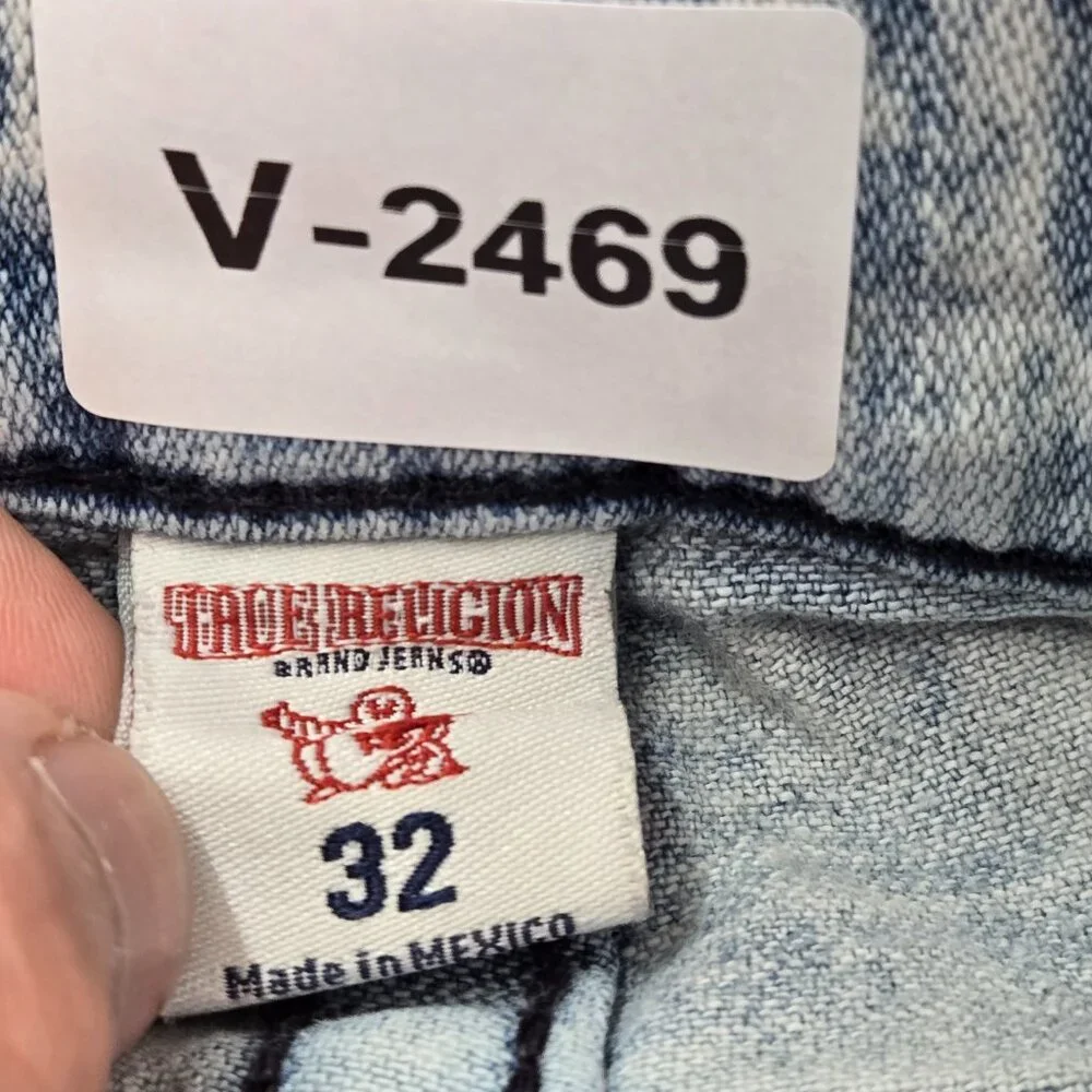 True Religion Men Jeans 32 Blue Acid‎ Wash Skinny Denim Mid Rise 33